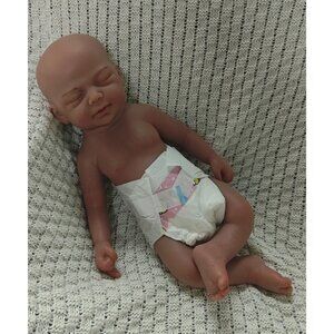 45cm Full Body Silicone Reborn Baby Girl Doll 2.8kg Newborn Baby Doll Brown Skin